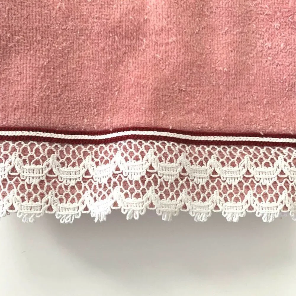 Fieldcrest Vintage Alouette Lace Towel Set Cottagecore Shabby Decor Pink Dainty